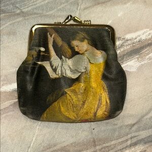 Printed Canvas Coin Purse - Yellow & Black